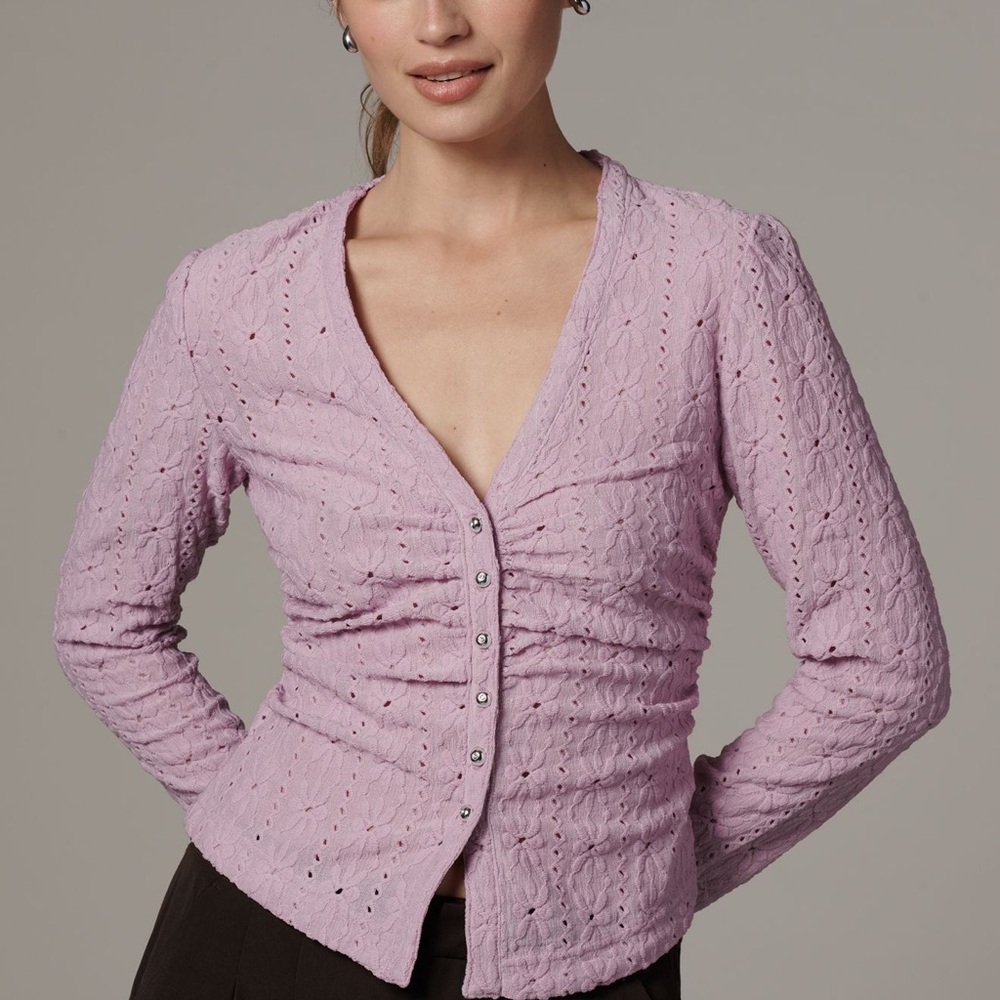 Maeve Pink Button-Up Cardigan
